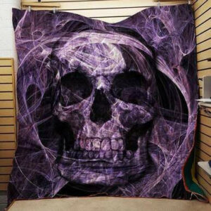Deep Purple Skull Fabric 3d Quilt Blanket  Size Single, Twin, Full, Queen, King, Super King