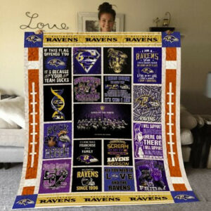 Ravens Quilt Blanket Bra001  Size Single, Twin, Full, Queen, King, Super King