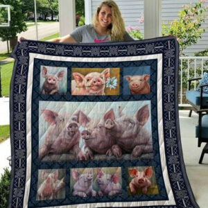 Pig Quilt Blanket Quipig001  Size Single, Twin, Full, Queen, King, Super King