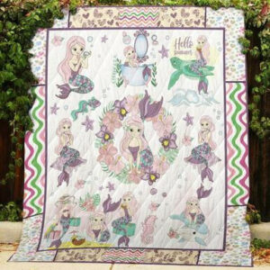 Pink Little Mermaid Quilt Blanket  Size Single, Twin, Full, Queen, King, Super King