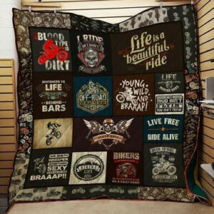 Dirt Bikes Quilt Blanket J1002 85o35  Size Single, Twin, Full, Queen, King, Super King