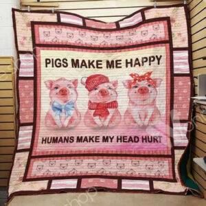 Pig Quilt Blanket F2105 85o33  Size Single, Twin, Full, Queen, King, Super King