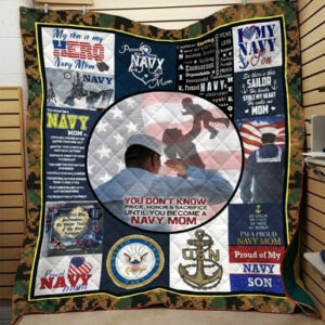 Proud Navy Mom Quilt Blanket Dql-Qhg0004  Size Single, Twin, Full, Queen, King, Super King