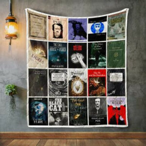 Edgar Allan Poe Books Quilt Blanket  Size Single, Twin, Full, Queen, King, Super King