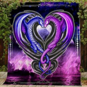 Dragon Love 3d Quilt Blanket R206  Size Single, Twin, Full, Queen, King, Super King