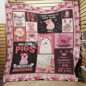 Pig Quilt Blanket F2301 83o38  Size Single, Twin, Full, Queen, King, Super King