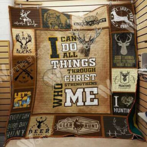Deer Hunting Quilt Blanket M0801 87o39  Size Single, Twin, Full, Queen, King, Super King