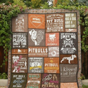 Pitbull Is My Love Quilt Blanket  Size Single, Twin, Full, Queen, King, Super King
