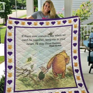 Pooh And Friend Quilt Blanket Fabric Purple  Size Single, Twin, Full, Queen, King, Super King , Disney Quilt Blanket