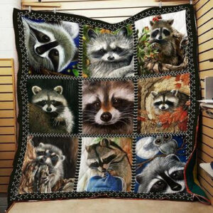 Raccoon Collection Quilt Blanket P172  Size Single, Twin, Full, Queen, King, Super King