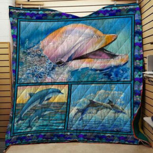 Dolphin Quilt Blanket Bfeb-02  Size Single, Twin, Full, Queen, King, Super King