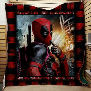 Deadpool Fabric Quilt Blanket  Size Single, Twin, Full, Queen, King, Super King