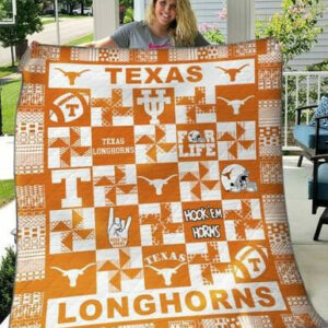 Texas Longhorns Quilt Blanket ��� Limited Quilt Blanket Size Single, Twin, Full, Queen, King, Super King  , NCAA Quilt Blanket
