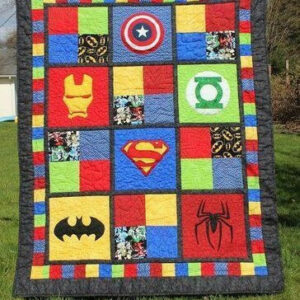 Superheroes Fabric Quilt Blanket  Size Single, Twin, Full, Queen, King, Super King