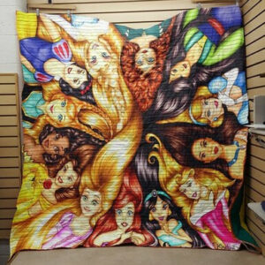 Princesses Fabric 3d Quilt Blanket  Size Single, Twin, Full, Queen, King, Super King