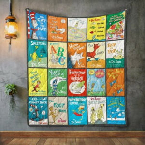 Dr.Seuss Books Quilt Blanket  Size Single, Twin, Full, Queen, King, Super King