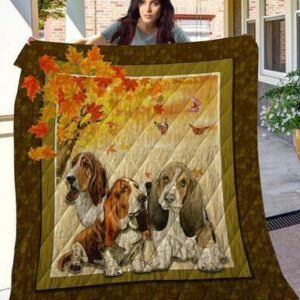 Phqd15001 Basset Hound Quilt Blanket  Size Single, Twin, Full, Queen, King, Super King