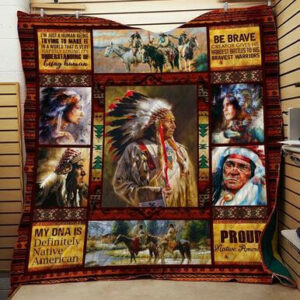 Proud To Be Native American Quilt Blanket  Size Single, Twin, Full, Queen, King, Super King