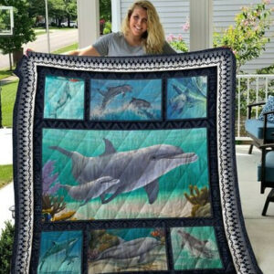 Dolphin Quilt Blanket Quiani12003  Size Single, Twin, Full, Queen, King, Super King