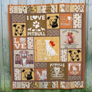 Pitbull The Guardian Quilt Blanket  Size Single, Twin, Full, Queen, King, Super King