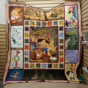 Pinocchio Fabric Quilt Blanket  Size Single, Twin, Full, Queen, King, Super King