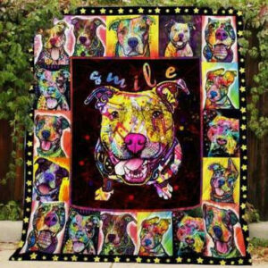 Pitbull Smile Quilt Blanket R211  Size Single, Twin, Full, Queen, King, Super King