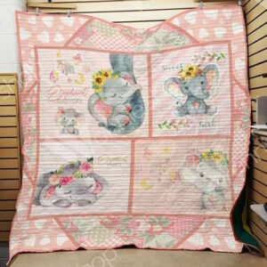 Elephant Babygirl Quilt Blanket F2205 86035  Size Single, Twin, Full, Queen, King, Super King