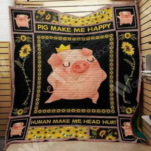 Pig Quilt Blanket M1502 83o38  Size Single, Twin, Full, Queen, King, Super King