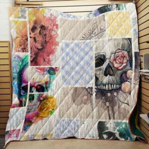 Quilt Blanket Skull 0928-1  Size Single, Twin, Full, Queen, King, Super King