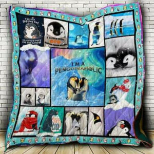 Penguinaholic Quilt Blanket  Size Single, Twin, Full, Queen, King, Super King