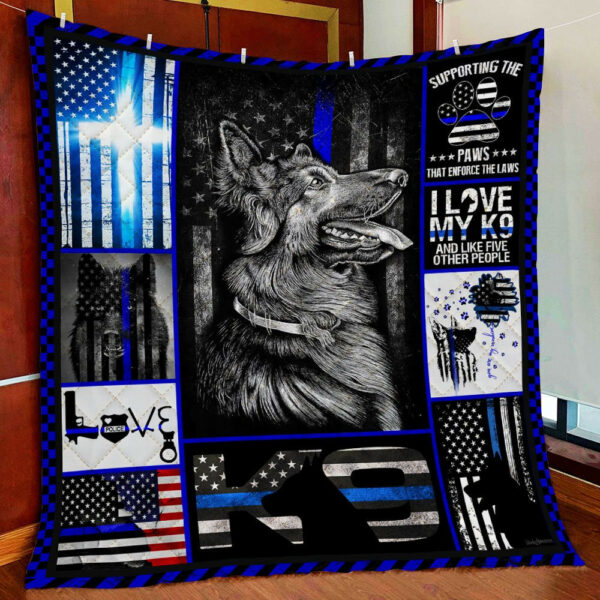 Police K-9 Unit Quilt Blanket  Size Single, Twin, Full, Queen, King, Super King