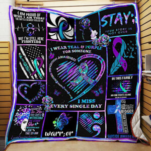 Suicide Prevention Awareness Quilt Blanket  Size Single, Twin, Full, Queen, King, Super King