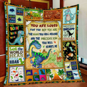Dinosaur Boy, I Love You Quilt Blanket  Size Single, Twin, Full, Queen, King, Super King
