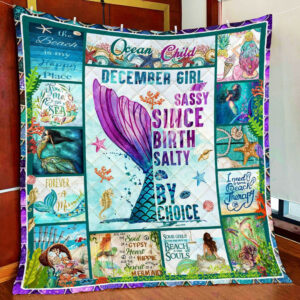 December Girl Mermaid Ocean Child Quilt Blanket  Size Single, Twin, Full, Queen, King, Super King