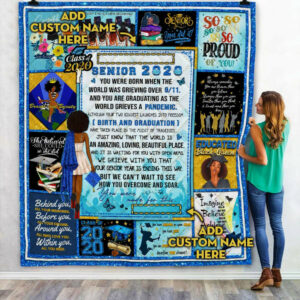 Personalized Congratulation Senior 2020, Black Woman Quilt Blanket  Size Single, Twin, Full, Queen, King, Super King
