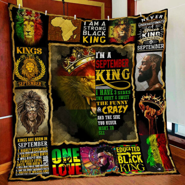 I Am A September King. Black King. African Quilt Blanket  Size Single, Twin, Full, Queen, King, Super King