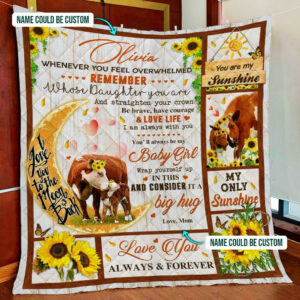 Personalized Be Brave, Have Courage  Love Life, Sunflower And Cow Quilt Blanket  Size Single, Twin, Full, Queen, King, Super King
