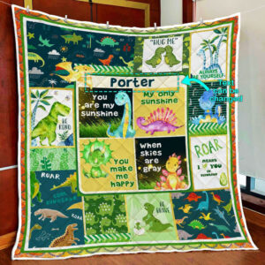 Personalized My Sunshine Dinosaur Quilt Blanket  Size Single, Twin, Full, Queen, King, Super King