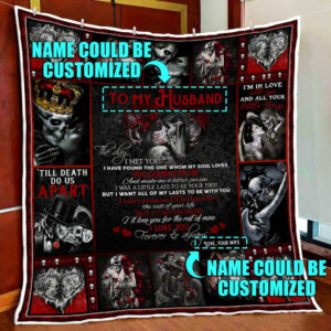Personalized Husband And Wife Skull Quilt Blanket  Size Single, Twin, Full, Queen, King, Super King
