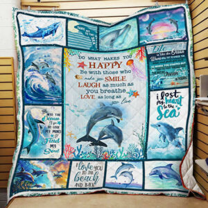 Dolphin  Do What Makes You Happy Quilt Blanket  Size Single, Twin, Full, Queen, King, Super King
