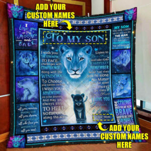Personalized. Son. Grandson. Lion Quilt Blanket  Size Single, Twin, Full, Queen, King, Super King
