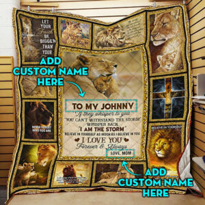 Personalized I Am The Storm, Lion Quilt Blanket  Size Single, Twin, Full, Queen, King, Super King