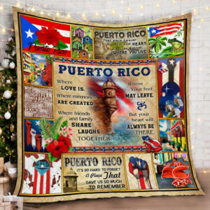 Proud Puerto Rico Quilt Blanket  Size Single, Twin, Full, Queen, King, Super King