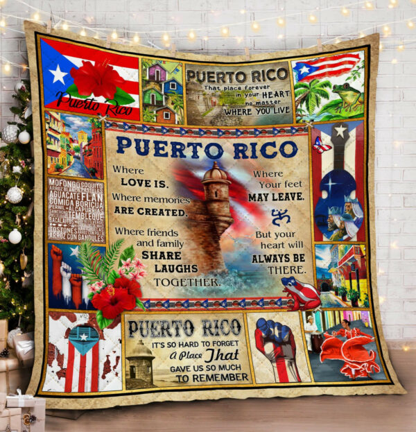 Proud Puerto Rico Quilt Blanket  Size Single, Twin, Full, Queen, King, Super King