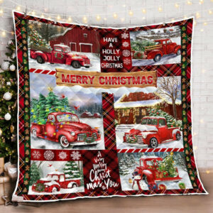 Red Truck Christmas Quilt Blanket, Its the most wonderful time QNN611Q Size Single, Twin, Full, Queen, King, Super King