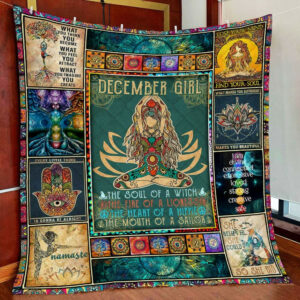 December Girl. Yoga Namaste Quilt Blanket  Size Single, Twin, Full, Queen, King, Super King