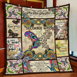December Girl. I Am The Storm. Butterfly Quilt Blanket  Size Single, Twin, Full, Queen, King, Super King