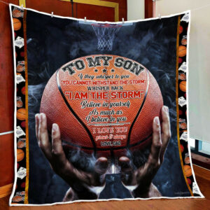Dad To Son Believe In Youself Basketball Quilt Blanket  Size Single, Twin, Full, Queen, King, Super King