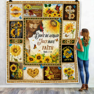 Butterfly Quilt Blanket Dont Be Afraid Just Have Faith Sunflower MLH1878Q  Size Single, Twin, Full, Queen, King, Super King