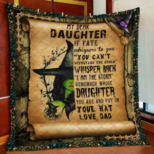 Dad To Daughter, Witch Girl Quilt Blanket  Size Single, Twin, Full, Queen, King, Super King